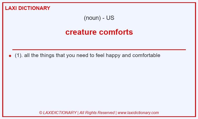 Definition creature comforts in American English