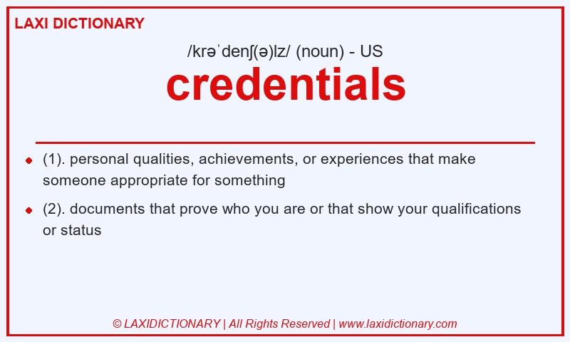 Definition credentials in American English