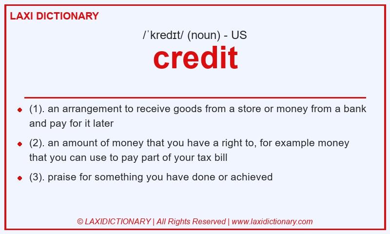 Definition credit in American English