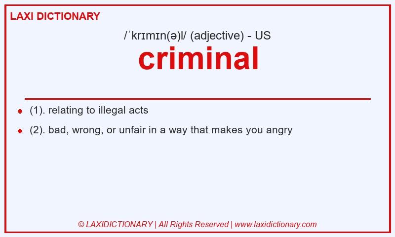 Definition criminal in American English