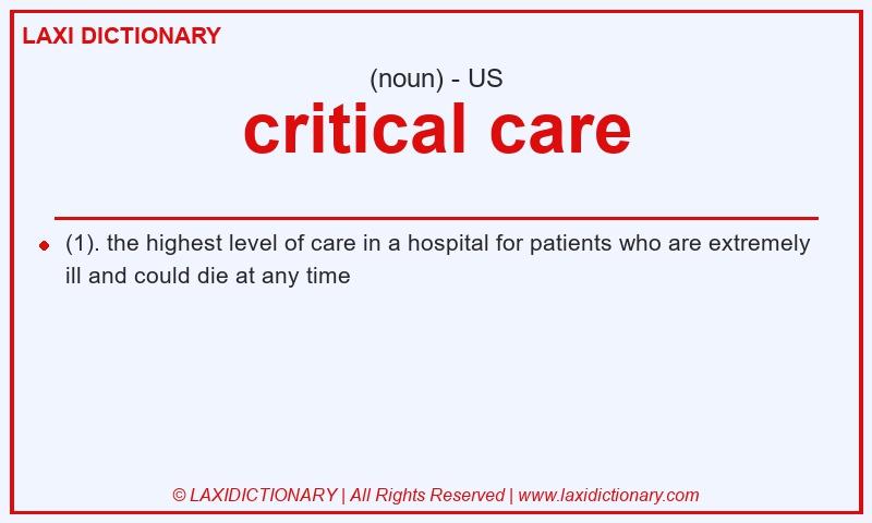 Definition critical care in American English