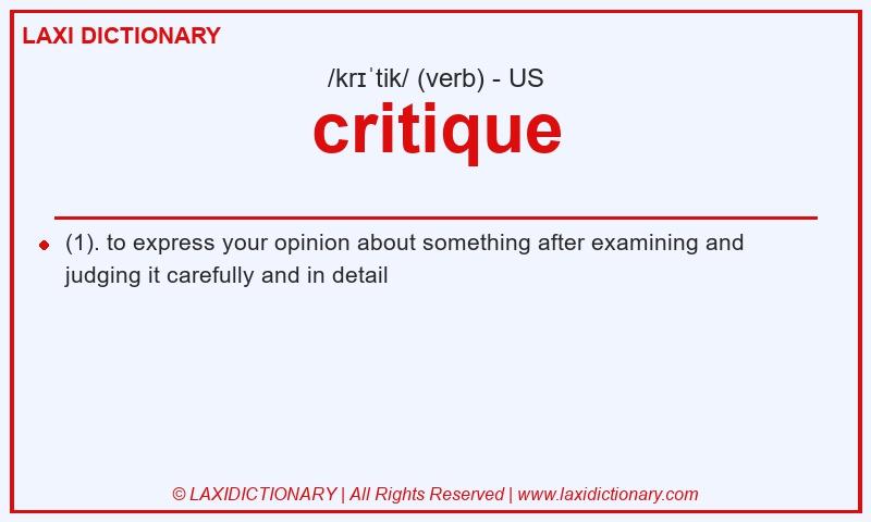 Definition critique in American English