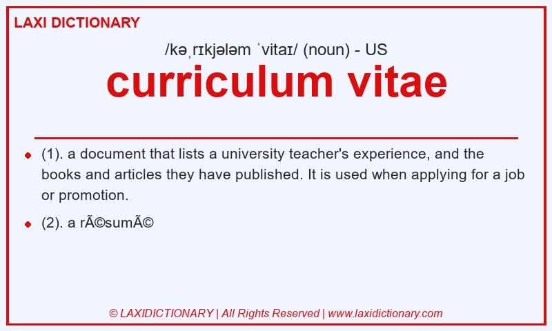 Definition curriculum vitae in American English