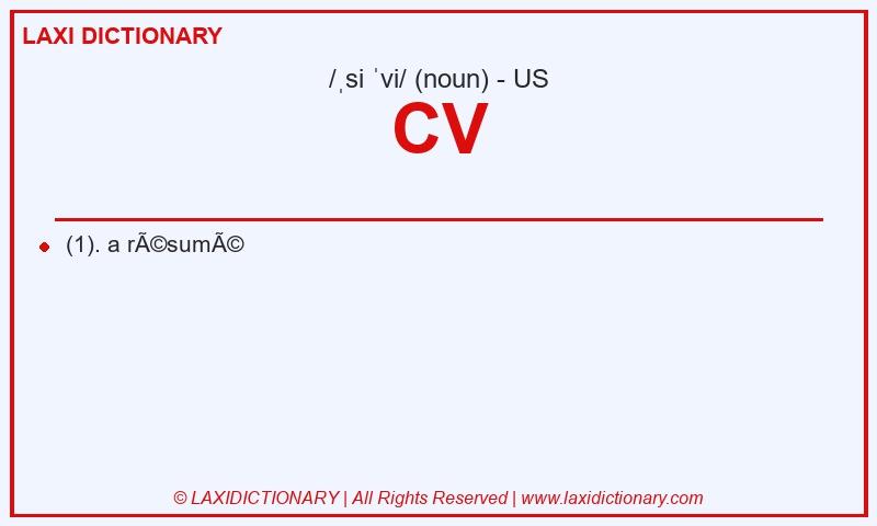 Definition CV in American English