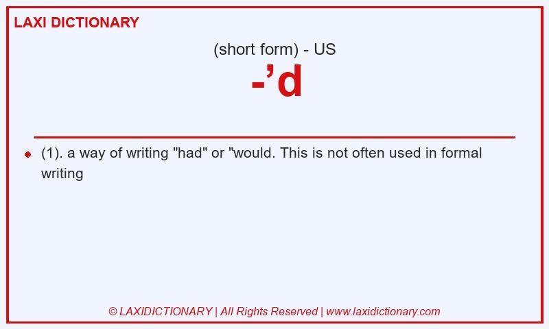 Definition -’d in American English