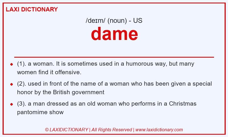 Definition dame in American English