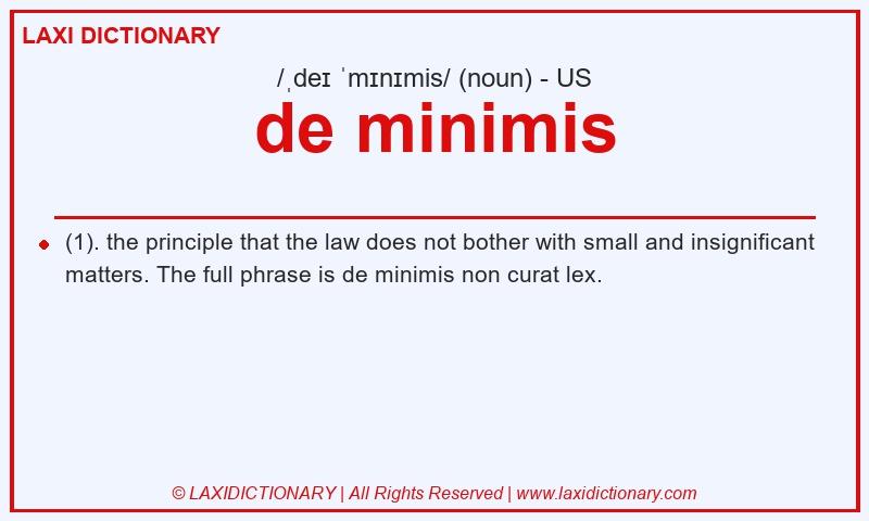 Definition de minimis in American English