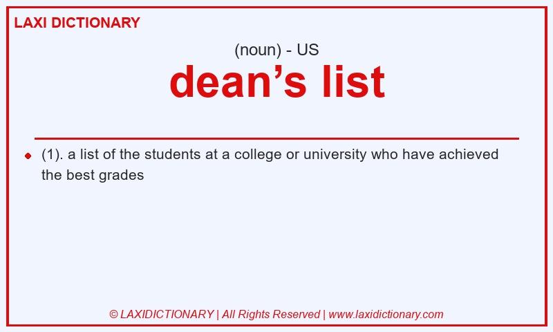 Definition dean’s list in American English