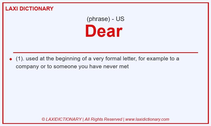 Definition Dear  in American English