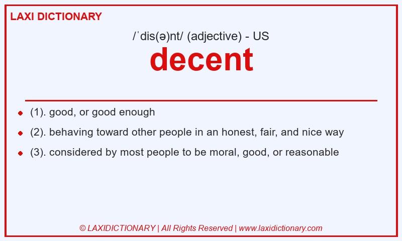 Definition decent in American English