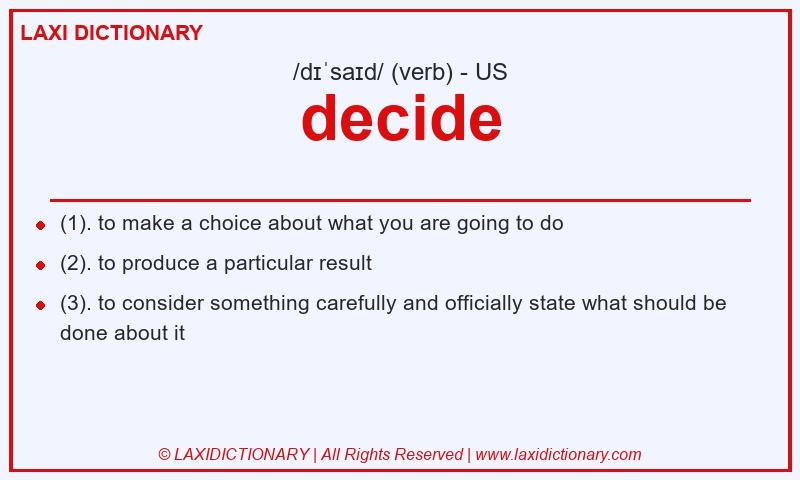 Definition decide in American English