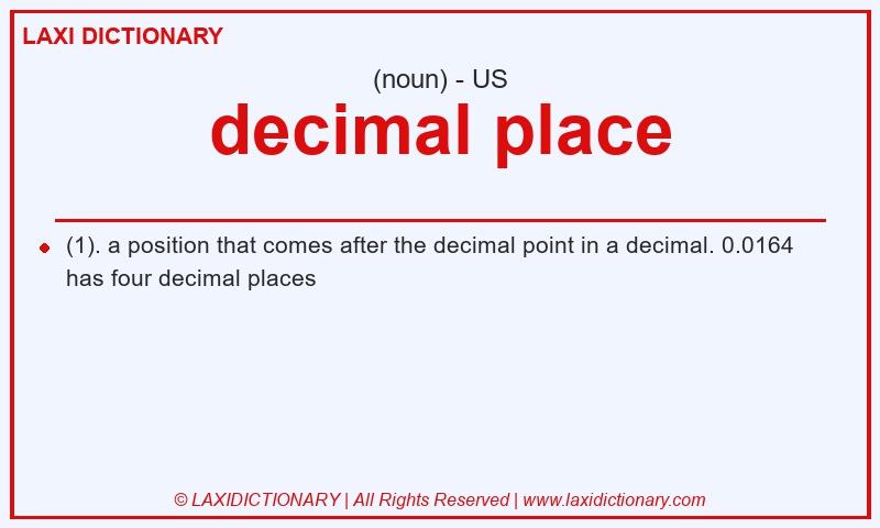 Definition decimal place in American English