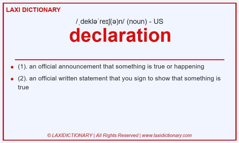 Definition declaration in American English