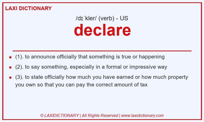 Definition declare in American English