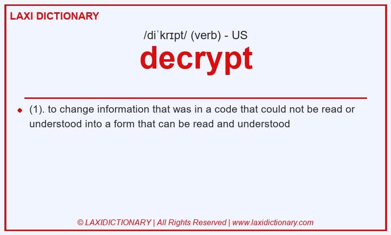 Definition decrypt in American English