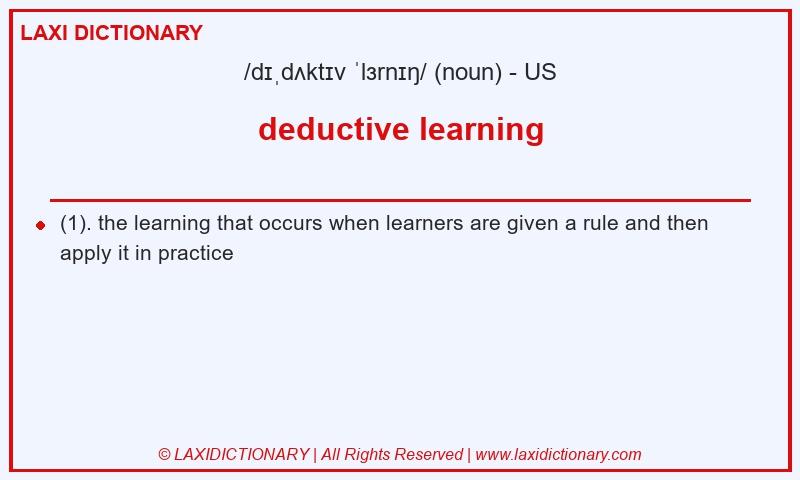 Definition deductive learning in American English