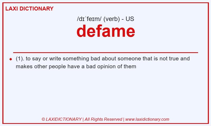Definition defame in American English
