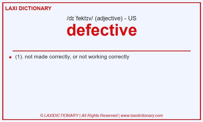 Definition defective in American English
