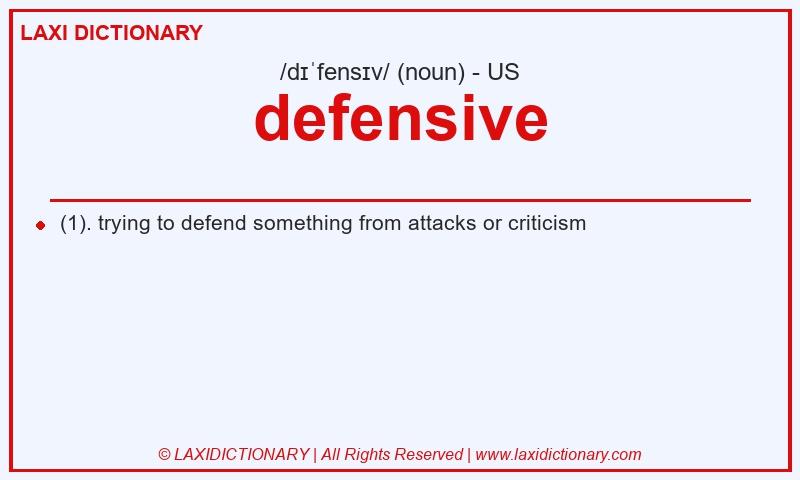 Definition defensive in American English