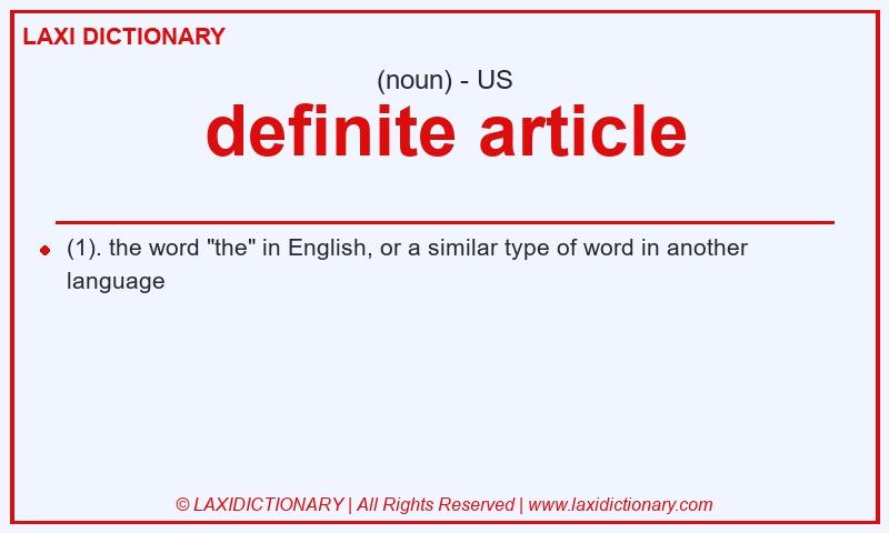 Definition definite article in American English