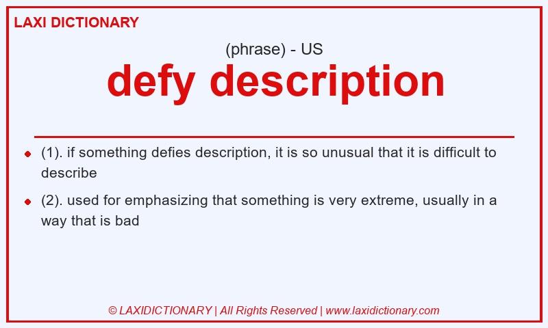Definition defy description in American English