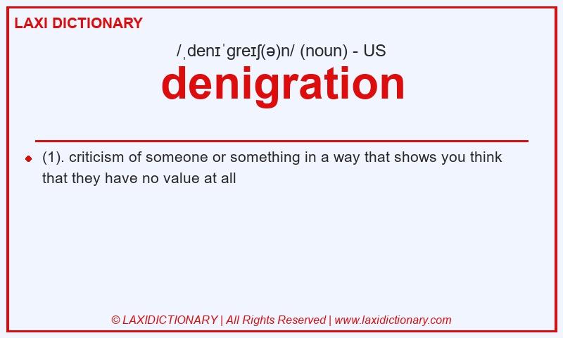 Definition denigration in American English