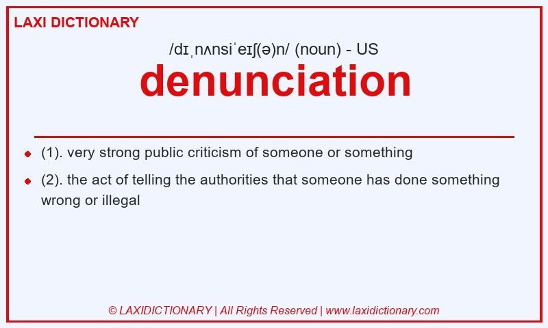 Definition denunciation in American English