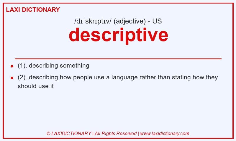 Definition descriptive in American English