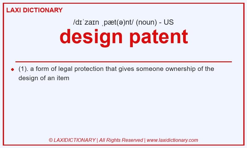 Definition design patent in American English