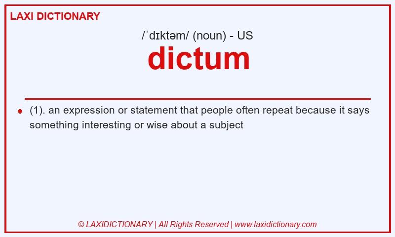 Definition dictum in American English