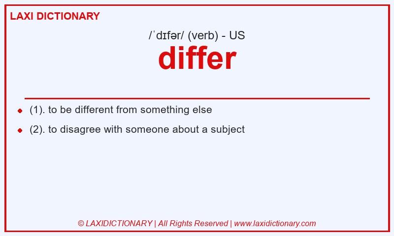 Definition differ in American English