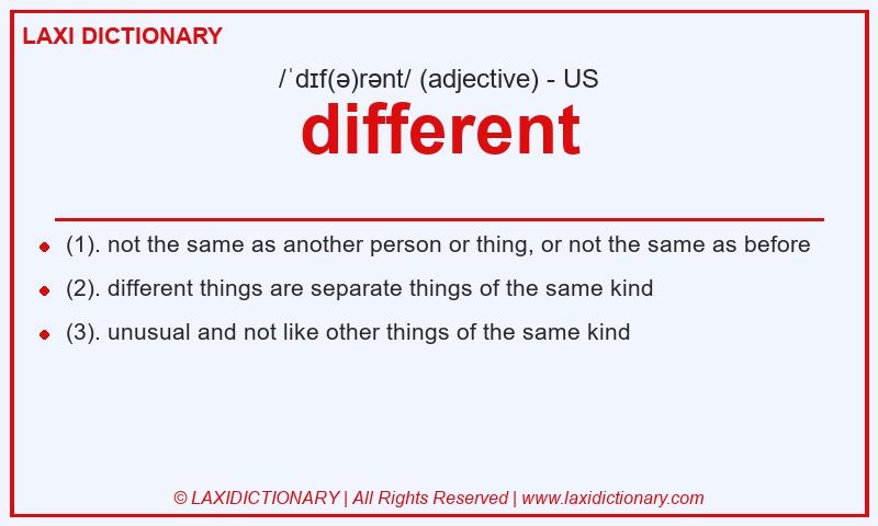 Definition different in American English