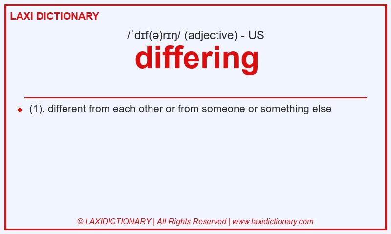 Definition differing in American English