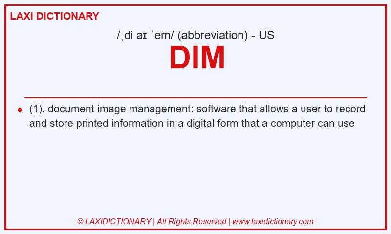 Definition DIM in American English