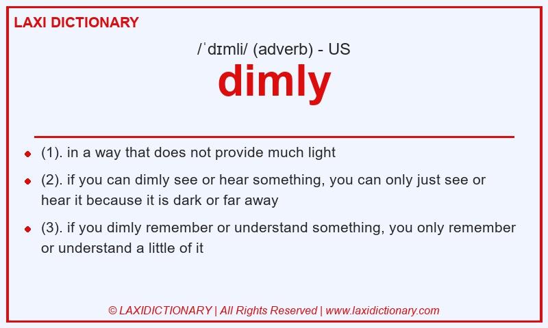 Definition dimly in American English