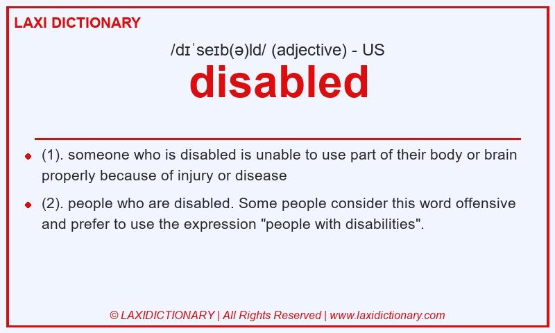 Definition disabled in American English