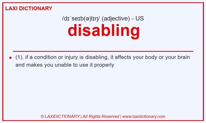 Definition disabling in American English