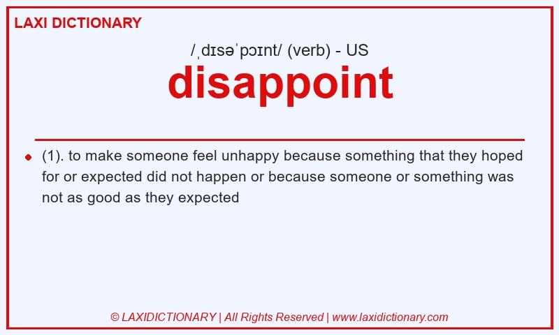 Definition disappoint in American English