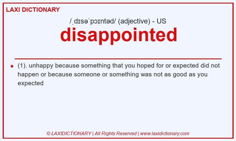 Definition disappointed in American English