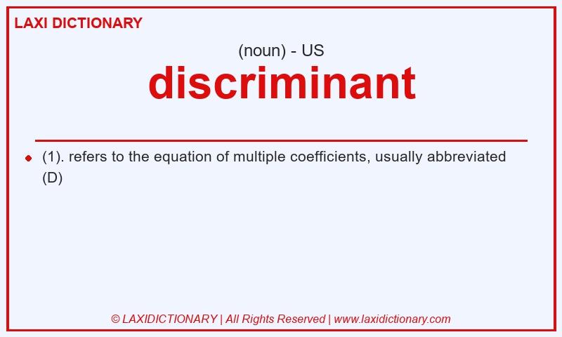 Definition discriminant in American English