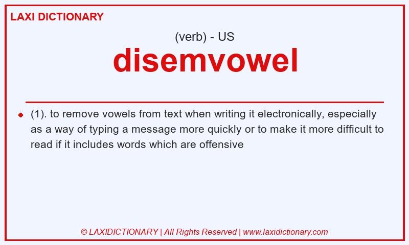 Definition disemvowel in American English