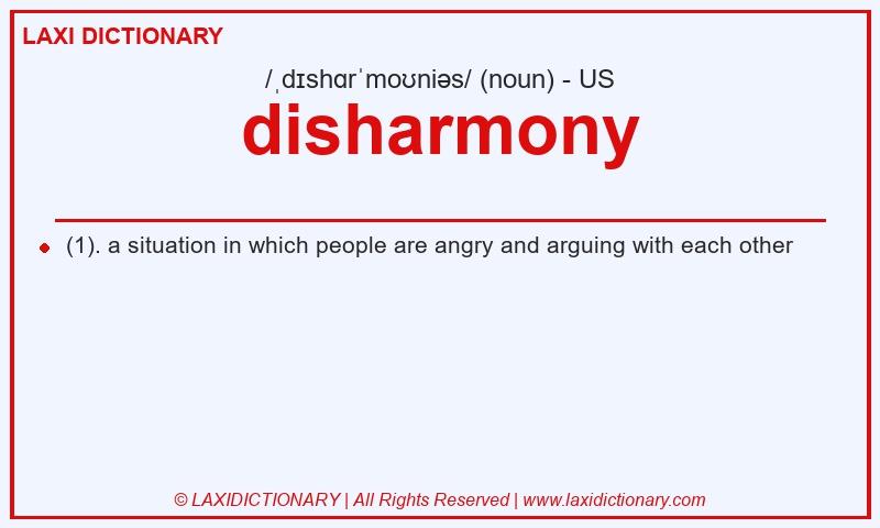 Definition disharmony in American English