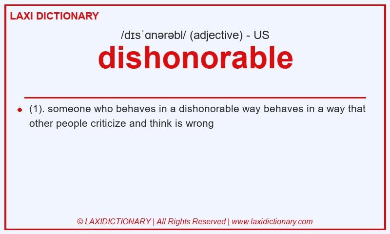 Definition dishonorable in American English