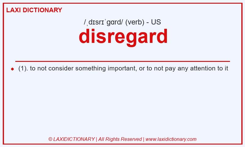Definition disregard in American English