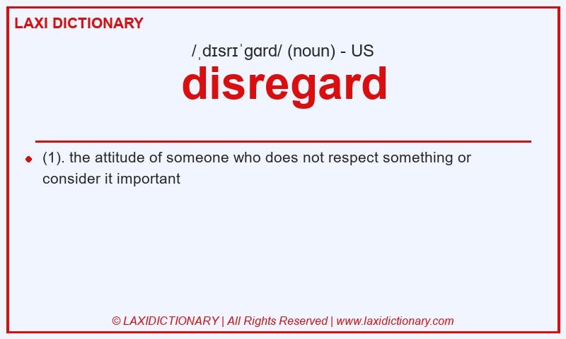 Definition disregard in American English