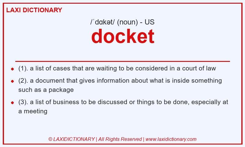 Definition docket in American English