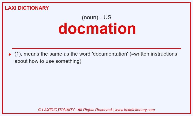Definition docmation in American English