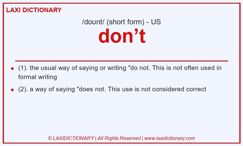 Definition don’t in American English