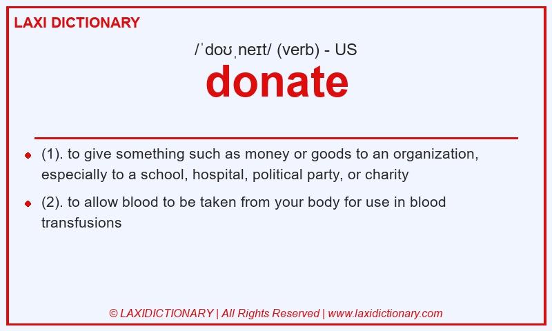 Definition donate in American English