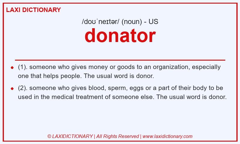Definition donator in American English